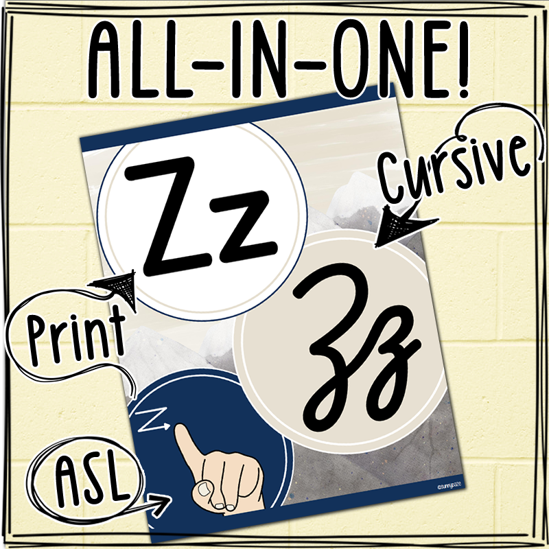 ASL Cursive Print Alphabet Posters