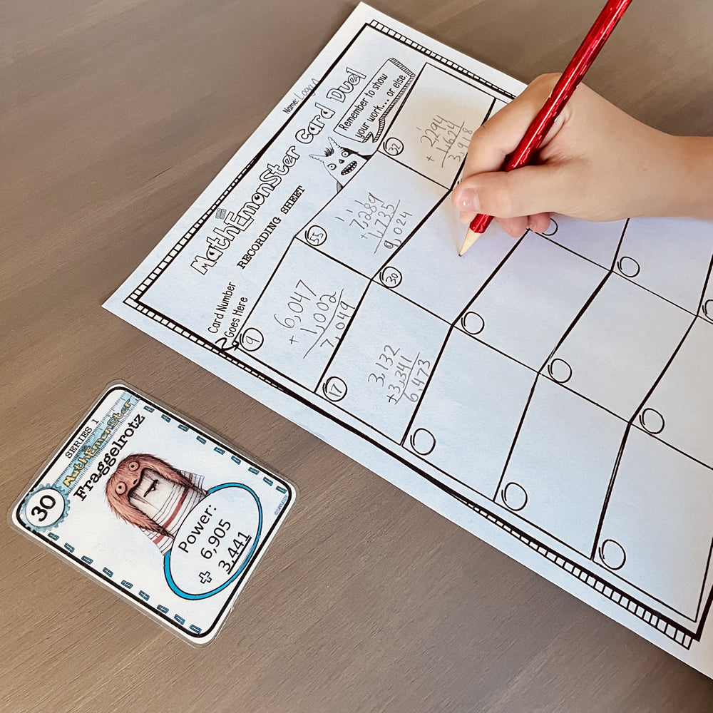 Addition of Multi-digit Numbers Math Center Card Game - MathEmonSter Series Set 2