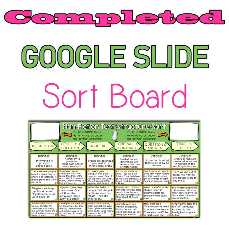 Non-Fiction Text Structure Sort BIG BOARD (Print and Digital)