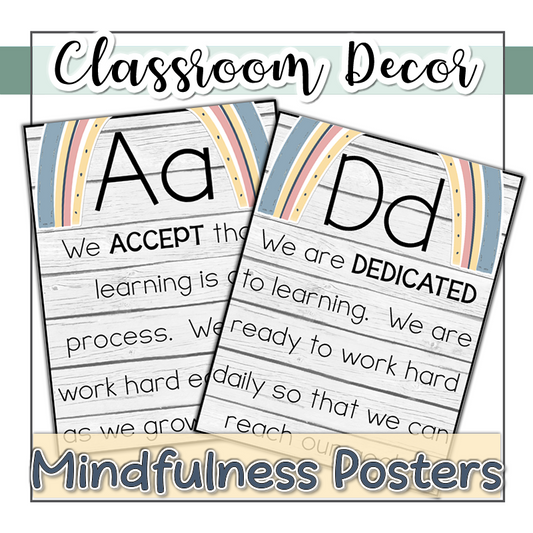 Boho Rainbow Print Alphabet Posters A-Z