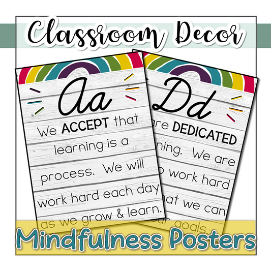 Mindfulness Alphabet Posters Bright Rainbow