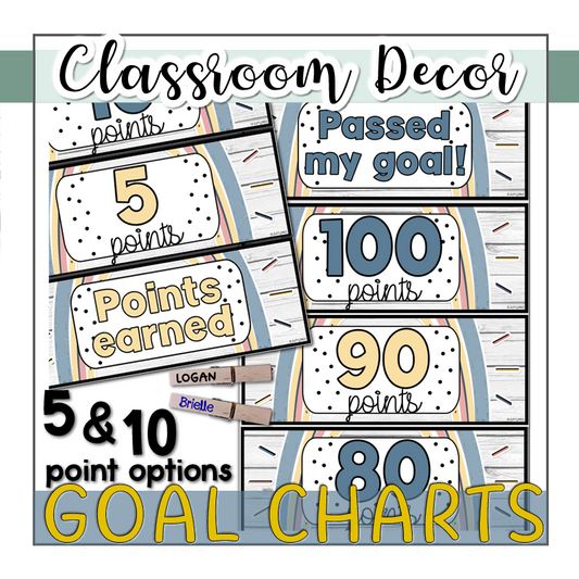 AR Goal Tracker Clip Charts - Boho Rainbow (Points Version)