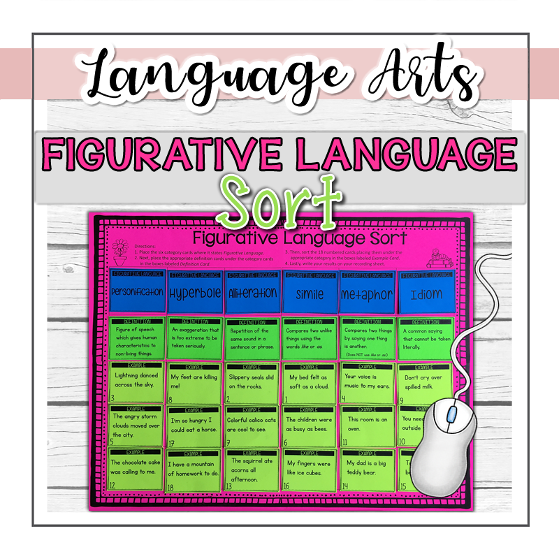 Language Feature Sort Figurative Language Sort BIG BOARD (Print and Digital) – SunnyDaze Teaching
