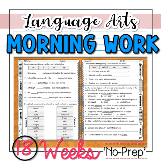 ELA Daily Warm-Up Work - 18 weeks - 3rd & 4th Grades