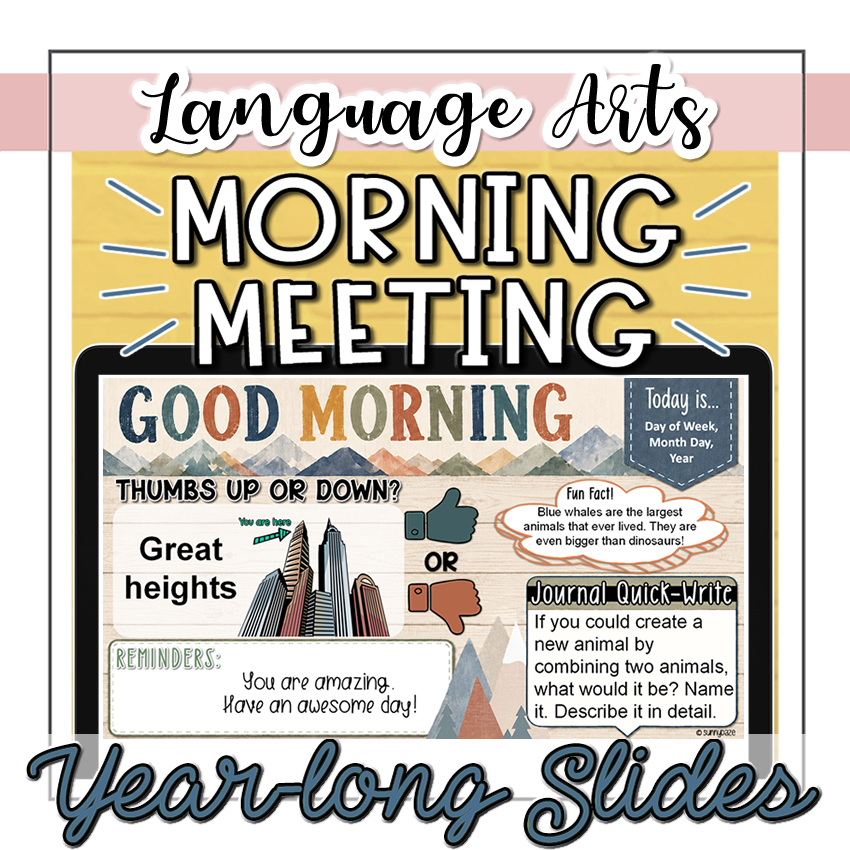 Morning Meeting Slides | Daily Activities | 3rd, 4th, 5th Grade | Muted Mountain
