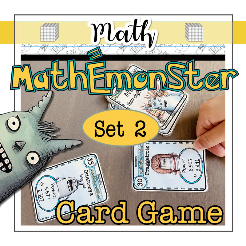 More Math Cards Addition of Multi-digit Numbers Math Center Card Game - MathEmonSter S ...