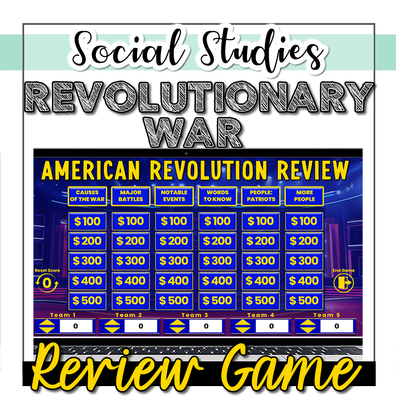 American Revolution Review & Test Prep Jeopardy-Style PowerPoint & Google Slides