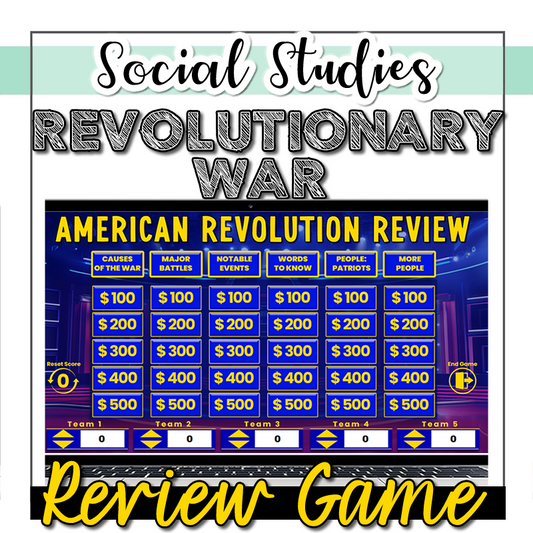 American Revolution Review & Test Prep Jeopardy-Style PowerPoint & Google Slides