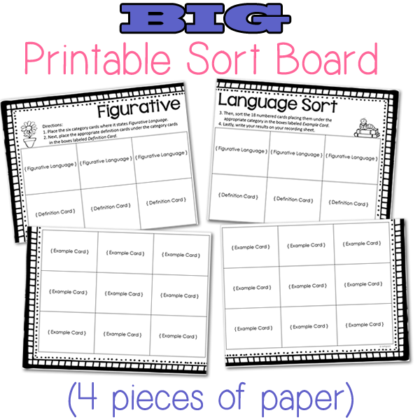 Figurative Language Sort BIG BOARD (Print and Digital)