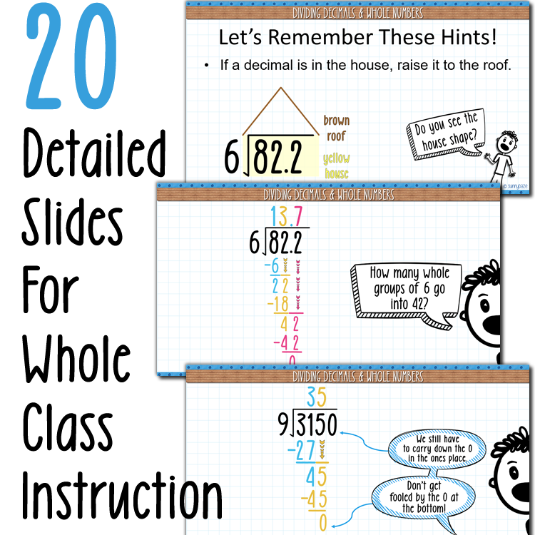 Dividing Decimals & Whole Numbers Mystery in Math Activity