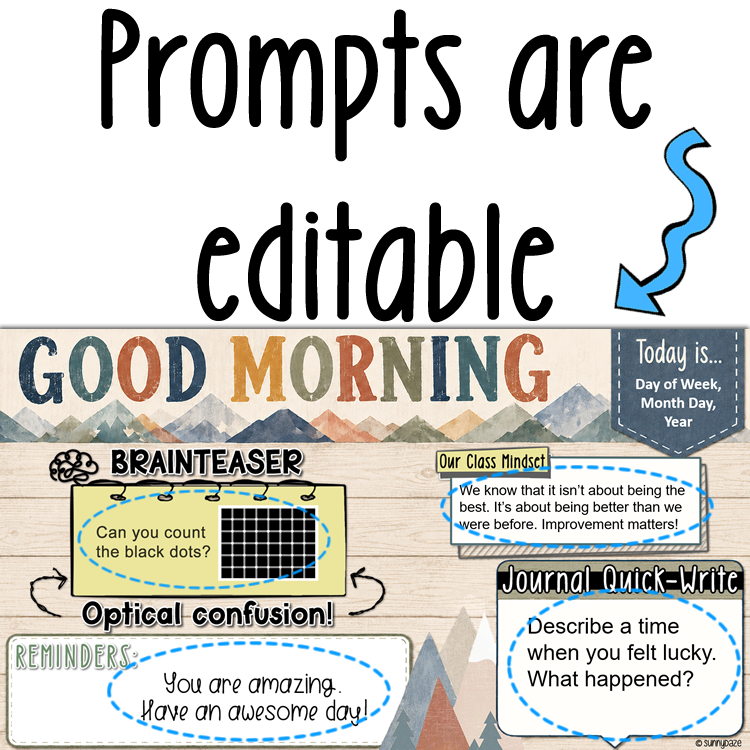 Morning Meeting Slides | Daily Activities | 3rd, 4th, 5th Grade | Muted Mountain