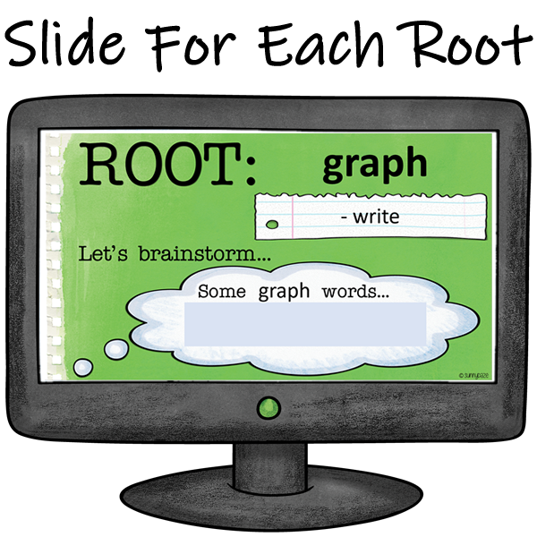 36 Greek & Latin Roots Presentation + Doodle Pages