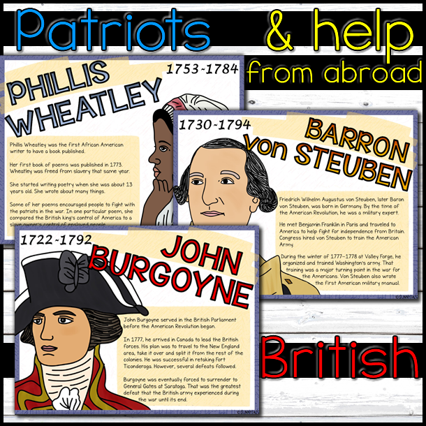 American Revolution PEOPLE Posters & Activity