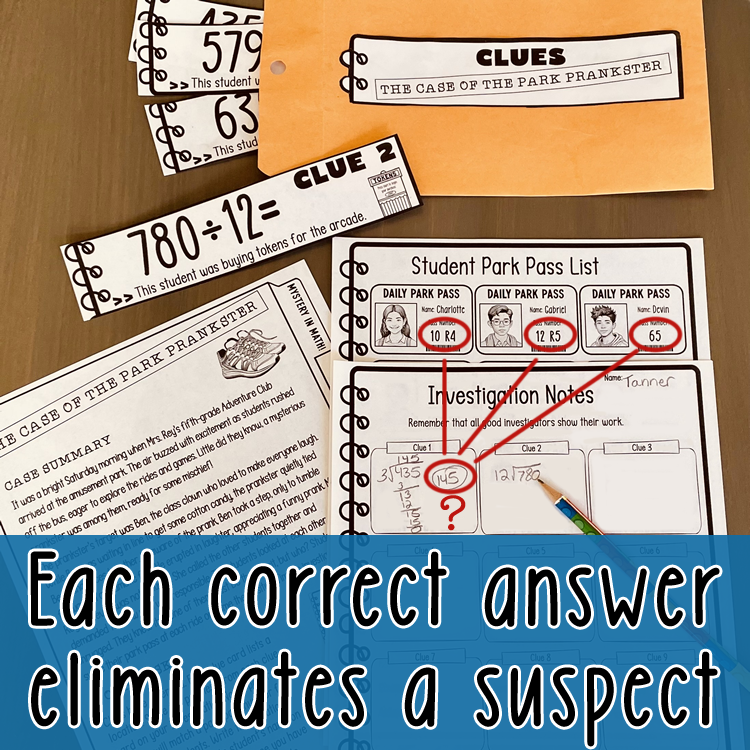 Long Division Standard Algorithm Mystery in Math Activity