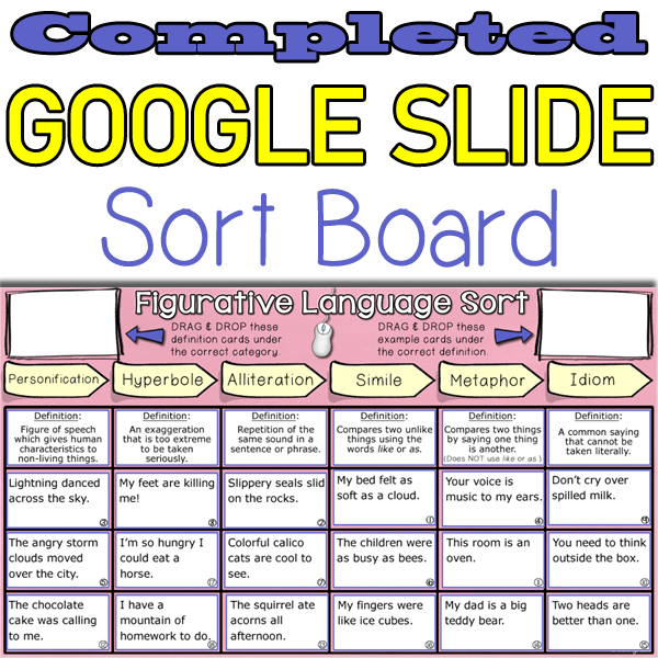 Figurative Language Sort BIG BOARD (Print and Digital)