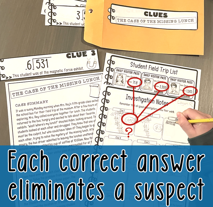 Dividing Decimals & Whole Numbers Mystery in Math Activity