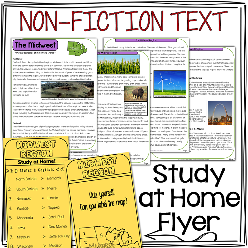 US Regions: Midwest Region Doodle Notes, Posters, PowerPoint & Passages