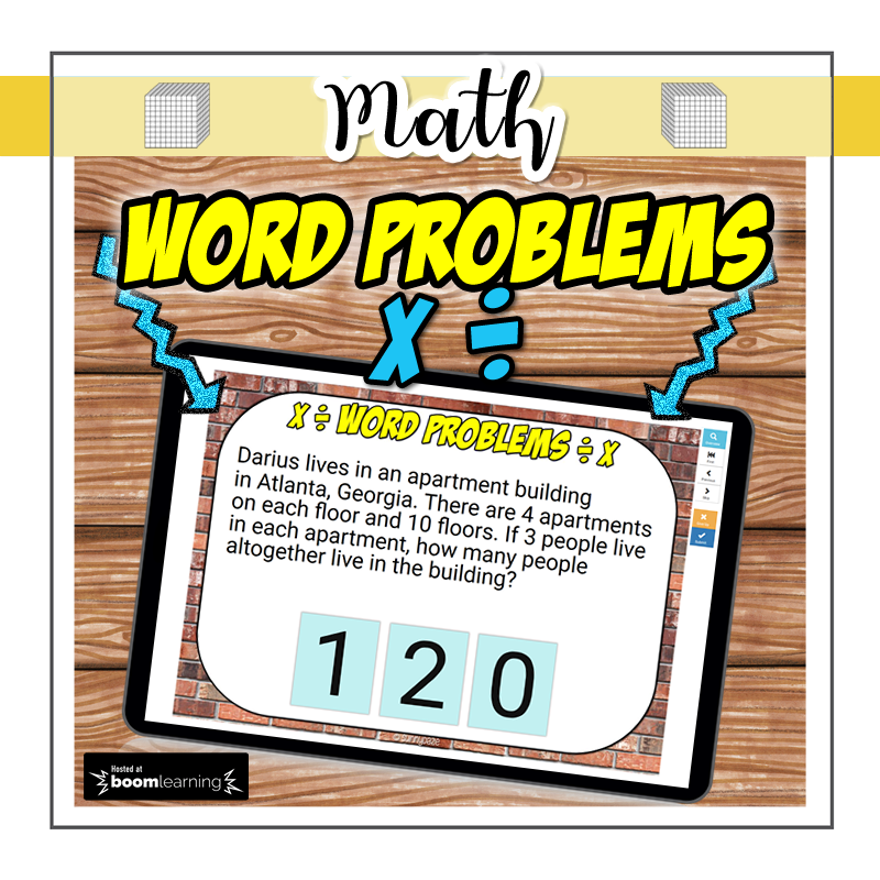 Multiplication and Division Word Problems Digital Boom Cards